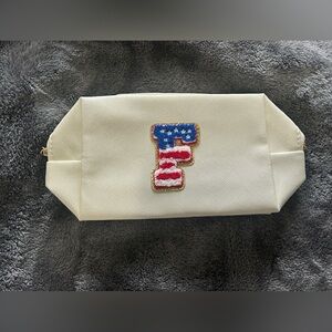 “F” USA-flag Patch Cosmetic Bag